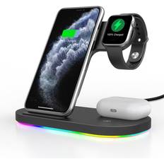 OEM 3in1 Qi 15W Trådlös laddare iPhone Apple Watch AirPods Svart