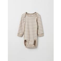 Polarn O. Pyret Bodysuits Polarn O. Pyret Striped Baby Babygrow - Beige
