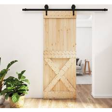 Blanco - Derecha Puertas Correderas vidaXL Con Herrajes Madera Maciza De Pino 80x210 cm - Marrón Puerta Corredera Vidrio Templado S 8005-Y20R Derecha (160x210cm)