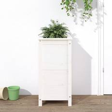 vidaXL 40x40x78 cm Massivt Fyrretræ Hvid Plantekasse