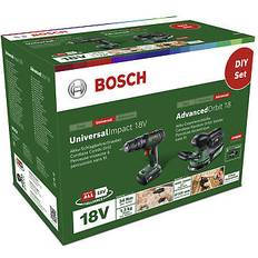 Bosch Groen Toolkit UniversalImpact 18 AdvancedOrbit 18 2 x 2.0 Ah accu&apos s lader 06039D410A