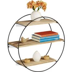 Relaxdays Round Black/Natural Wall Shelf 50cm