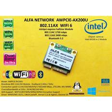 Bluetooth 5.1 adapter Alfa awpcie-ax200u 802.11ax minipci-express 2400mbps bluetooth 5.1 intel wifi 6