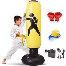 Boxing Sets BALMOST Inflatable Kids Punching Bag w/ Gloves, Freestanding Boxing Bag Set Toy for Bounce Back for Adults & Child, Practice Karate, Taekwondo and Relieve Stress, Ideal Gift for Boys & Girls