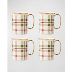 Kitchen Accessories Lenox Holiday Plaid Gold-Trimmed Porcelain Mugs, Set Of Cup