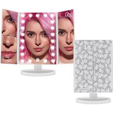 Cosmetic Tools Impressions Vanity Hello Kitty Trifold LED Mirror Desk Mirror with 2X and 3X Magnifying Mirror White