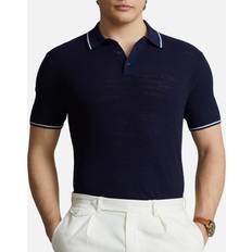 Herre - Ribbet Polotrøjer Polo Ralph Lauren 1/17 Cotton Linenssl-psh Mand Kortærmede hos Magasin Bright Navy
