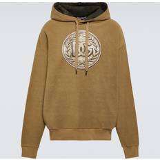 Dolce & Gabbana Beige Tops Dolce & Gabbana Printed cotton jersey hoodie brown