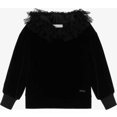 Børnetøj Monnalisa Velvet Tulle Hoodie - Black
