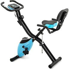 Exercise Bikes Lanos Brands Foldable Exercise Bike Home Workout Equipment 10-Level Adjustment Blue