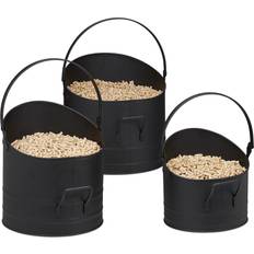 Pellet Relaxdays Ceste Porta Pellet Set da 3 Contenitori 21 25 30 cm