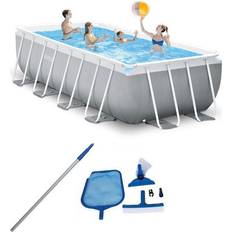 Freestanding Pools Intex 16ft x 3.5ft Above Ground Rectangular Frame Swimming Pool Set & Skimmer 184.24 Grey