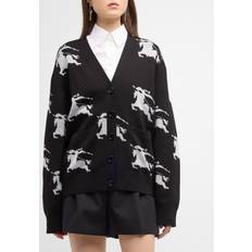 Burberry Dame Trøjer Burberry EKD Cotton Silk Cardigan - Black/White