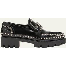 Low Shoes Christian Louboutin CL Moc black spikes leather flats