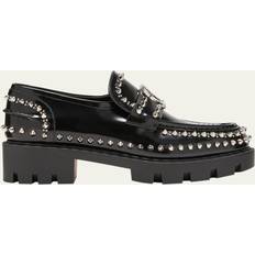 Christian Louboutin Womens Black Spikes Studded Leather Loafers Eur Women