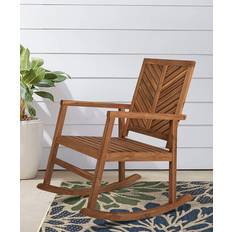 Teak Outdoor Rocking Chairs Jonathan Y Ned Modern Chevron-Back