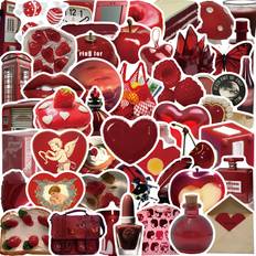 Cheap Stickers Shein Red Vintage Graffiti Stickers 50pcs