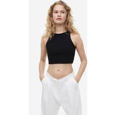 Kort Linnen H&M Dam Svart Cropped vest top