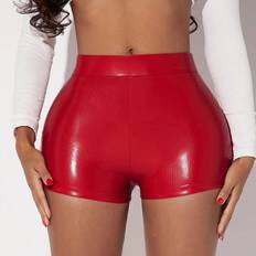 Leder Shorts Shein Solid PU Leather Shorts