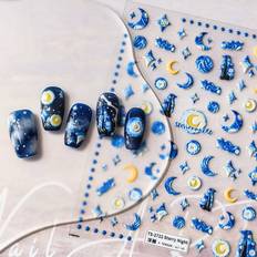 Shein Embossed Nail Sticker with Starry Sky Design