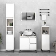 vidaXL Badeværelsesskab 30 x 30 x 100 cm Konstrueret Træ Hvid