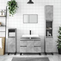 Handle Wall Bathroom Cabinets vidaXL Badschrank Betongrau 30 x 30 x 100 cm