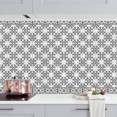 Azulejos Crédence Cuisine Mélange De Carreaux Géométriques Cœur Gris