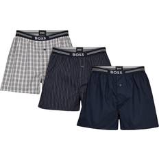 HUGO BOSS Beige Men's Underwear HUGO BOSS 3-Pack Check, Solid & Stripe Boxer Shorts, Beige/Navy/Black