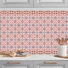 Azulejos Crédence Cuisine Mélange De Carreaux Géométriques Fleurs Orange