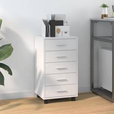 Commodes vidaXL Armoire À Tiroirs Avec Roulettes Blanc Brillant Bois Ingénierie Commode