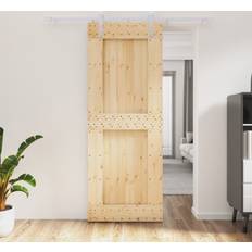 Porte vidaXL Con Set Hardware 80x210 cm Legno Massello Pinocod Mxl 94170 Porta Scorrevole (x210cm)
