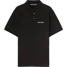 Palm Angels Tops Palm Angels Embroidered Logo Cotton Polo Shirt - Black