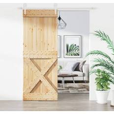 Clásico Puertas Correderas vidaXL Con Juego De Herrajes 80x210 cm Madera Maciza Pino Puerta Corredera (160x210cm)