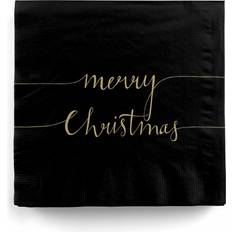 Festartikler Horror-Shop Schwarze weihnachts-servietten ;merry christmas";