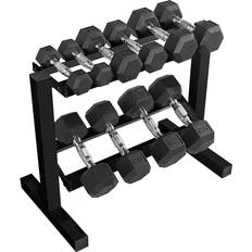 Weight set with rack Cap Barbell 150-lb Hex Weight Set with Horizontal Rack