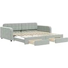 vidaXL Cama Nido Con Cajones Terciopelo Gris Claro 100 x 200 cm Sofá Sofá 3 Plazas