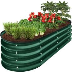 Best Choice Products Pots & Planters Best Choice Products 4x2x1ft Outdoor Raised Metal Oval Garden Planter Box for Vegetables Flowers