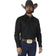 Wrangler Men's Cowboy Cut Western Long Sleeve Snap Work Shirt - Black