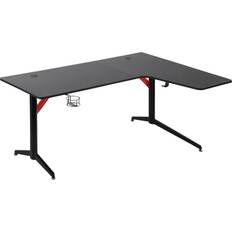 Homcom gaming tisch pc tisch schreibtisch computertisch mdf metall schwarz+rot