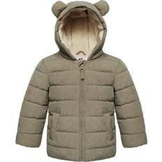 18-24M Outerwear Rokka&Rolla Baby Boys' Fleece Hooded Puffer Jacket Beige textured Beige textured