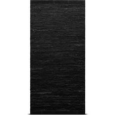 Rug Solid Leather Black 65x135cm