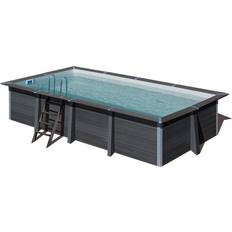 Gre Aufstellpool wpc-pool-set eckig 606x326x124 cm inkl. sandfilteranlage, skimm