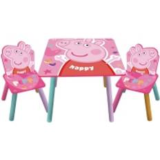 Kinderzimmer MCU Peppa Pig Wooden Table & 2 Chairs Set Children Pink