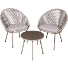 Como 3 Piece Steel Bistro Set with Tempered Glass Top