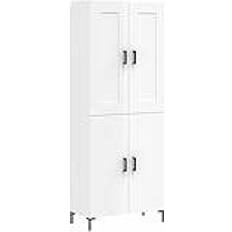 Iron Storage Cabinets vidaXL Highboard High Gloss White Storage Cabinet 69.5x180cm