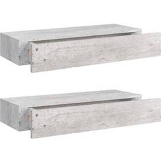 vidaXL 330266 Concrete Grey Wall Shelf 60cm 2pcs