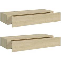 vidaXL 330262 Oak Wall Shelf 60cm 2pcs