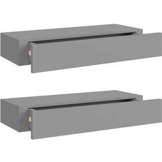 vidaXL 330260 Grey Estantería de Pared 60cm 2pcs