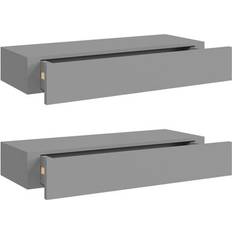 vidaXL 330260 Grey Vägghylla 60cm 2st