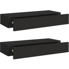 vidaXL 330258 Black Estantería de Pared 60cm 2pcs